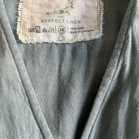 Not Perfect Linen Blue Wrap Jumpsuit - Picture 2 of 4